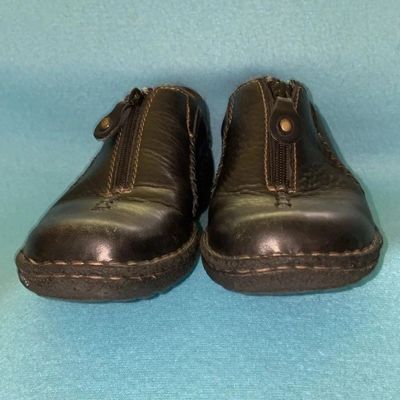 CLARKS Artisan Inca Meg leather zipper front wedge slip-on black NEW size 7.5 M - Picture 5 of 10